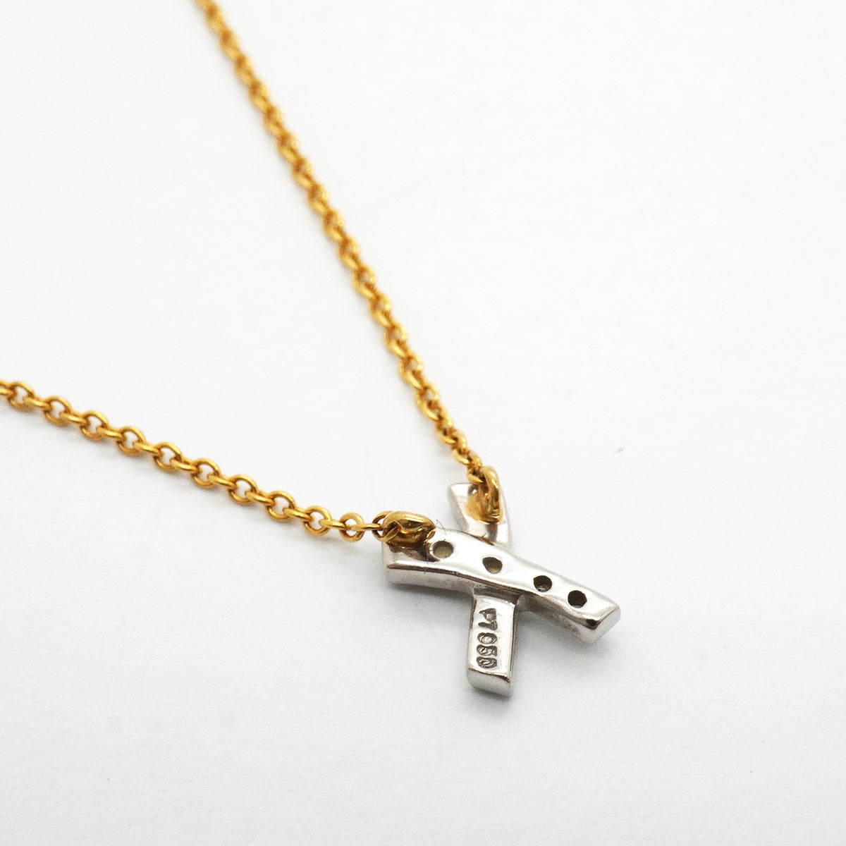 【6jkb0499】ティファニー ネックレス キス パヴェ K18YG イエローゴールド Pt950 プラチナ ダイヤモンド【中古】レディース