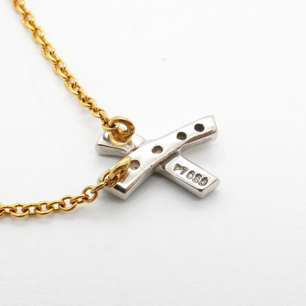 【6jkb0499】ティファニー ネックレス キス パヴェ K18YG イエローゴールド Pt950 プラチナ ダイヤモンド【中古】レディース