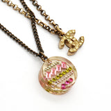 【6jkb0504】シャネル ネックレス ココマーク プラスチック GPメッキ ラインストーン ゴールド マルチカラー【中古】レディース