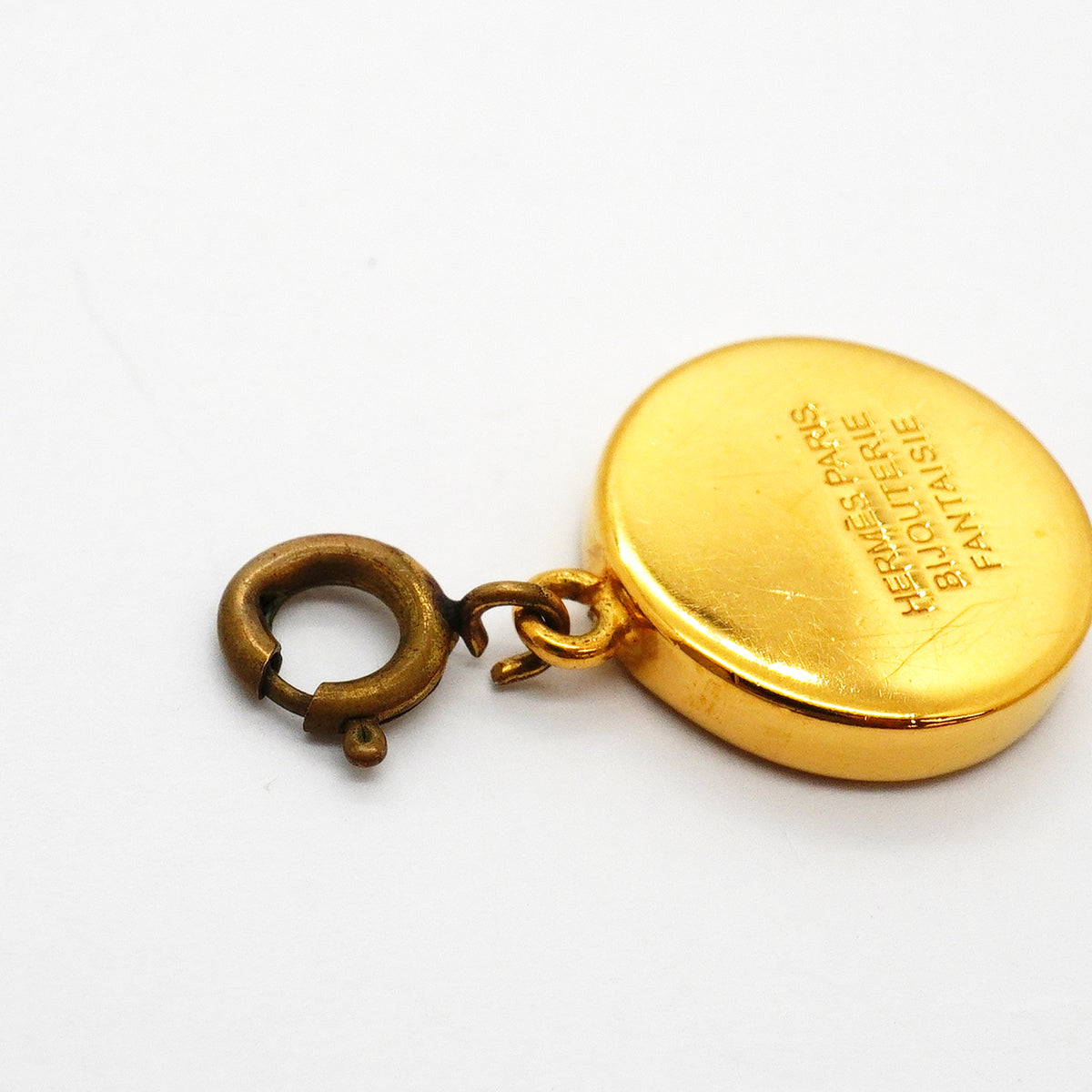 【6jkb0514】エルメス ペンダントトップ コロゾ 丸型 サークル GPメッキ ゴールド ブルー【中古】レディース