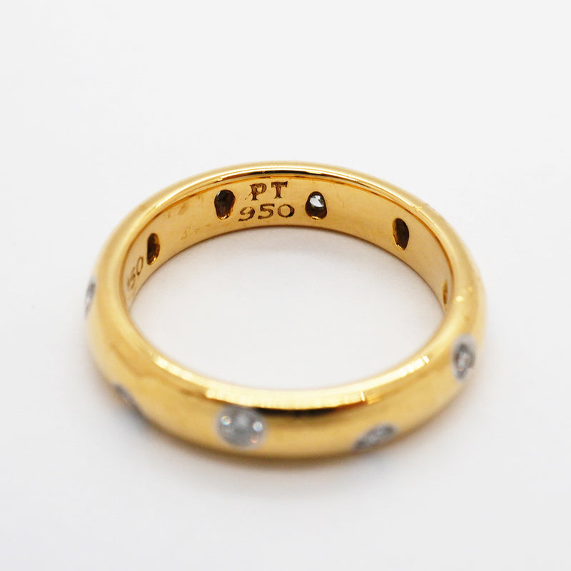 【6jkb0516】ティファニー リング ドッツ K18YG イエローゴールド Pt950 プラチナ ダイヤモンド 10号【中古】レディース