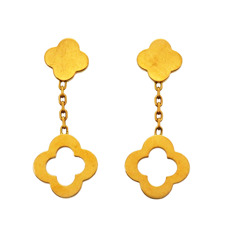 【6jkb0517】ヴァンクリーフ＆アーペル ピアス ビザンチン アルハンブラ フラワーモチーフ K18YG イエローゴールド【中古】レディース