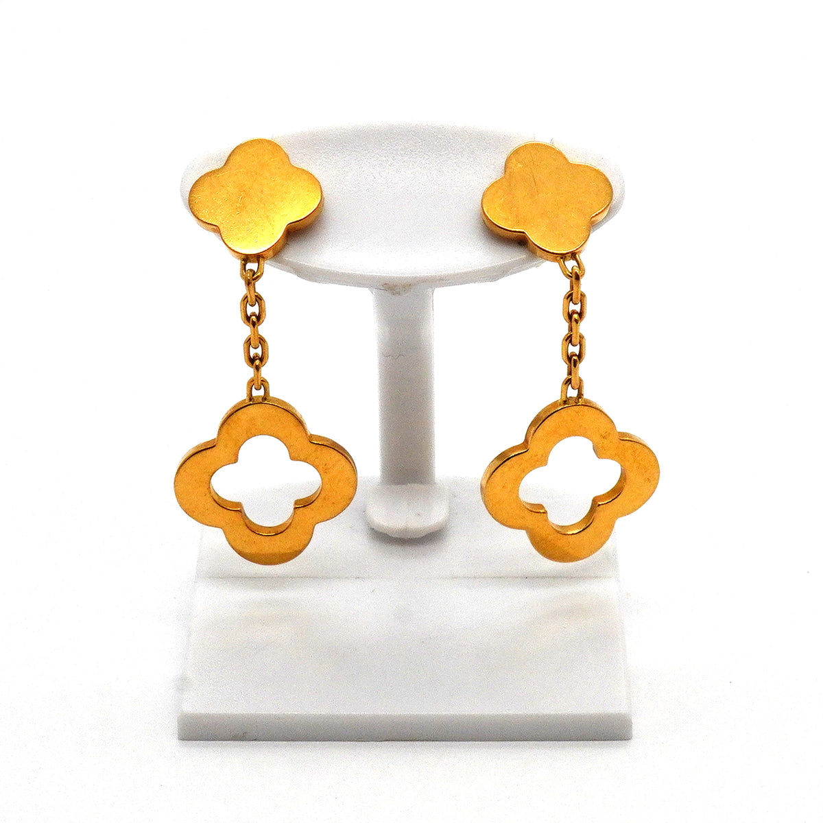 【6jkb0517】ヴァンクリーフ＆アーペル ピアス ビザンチン アルハンブラ フラワーモチーフ K18YG イエローゴールド【中古】レディース
