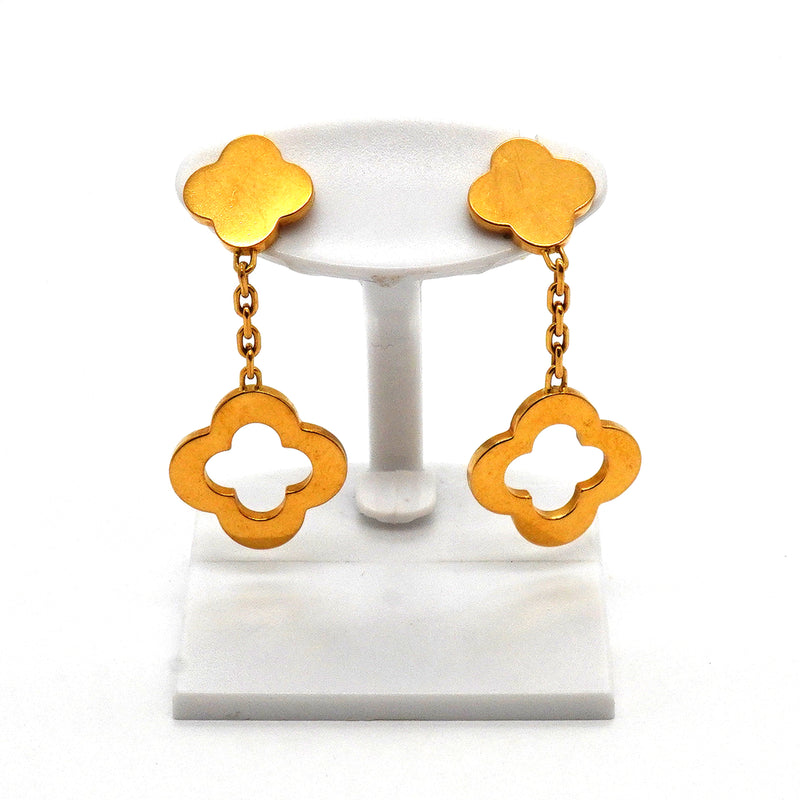 【6jkb0517】ヴァンクリーフ＆アーペル ピアス ビザンチン アルハンブラ フラワーモチーフ K18YG イエローゴールド【中古】レディース