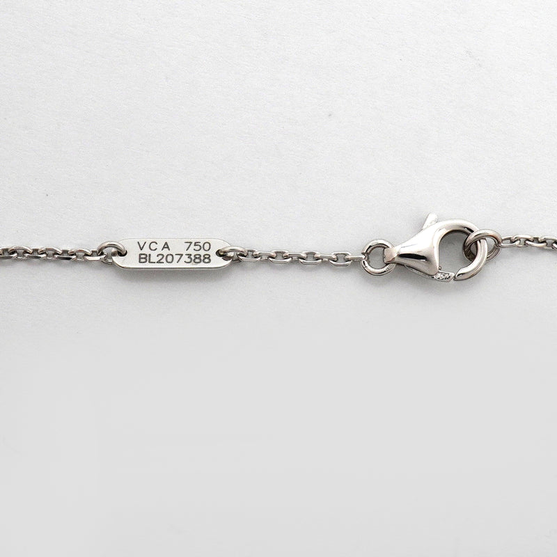 【6jkb0519】ヴァンクリーフ＆アーペル ネックレス ラッキー アルハンブラ K18WG ホワイトゴールド ターコイズ ブルー【中古】レディース