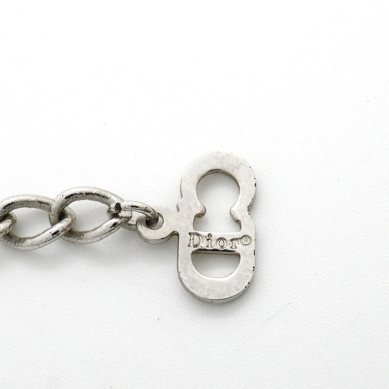 【6jkb0537】クリスチャンディオール ネックレス トロッター プレート メタル シルバー ホワイト ブルー【中古】レディース