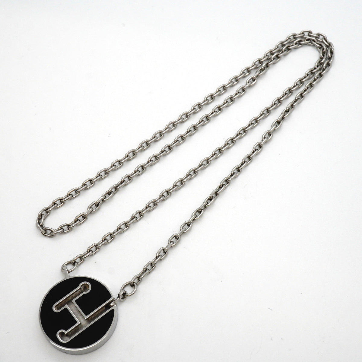 【6jkb0539】エルメス ネックレス ラビリンス 丸型 サークル メタル シルバー【中古】メンズ レディース ユニセックス