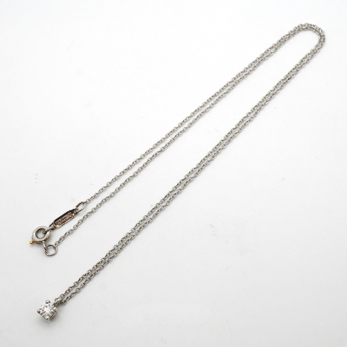 【6jkb0543】ティファニー ネックレス ソリティア 1PD Pt950 プラチナ ダイヤモンド【中古】レディース