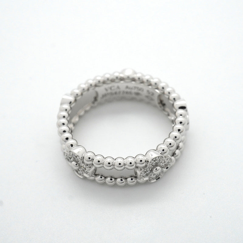 【6jkb0547】ヴァンクリーフ＆アーペル リング ペルレ スウィートクローバー K18WG ホワイトゴールド ダイヤモンド ＃52【中古】レディース