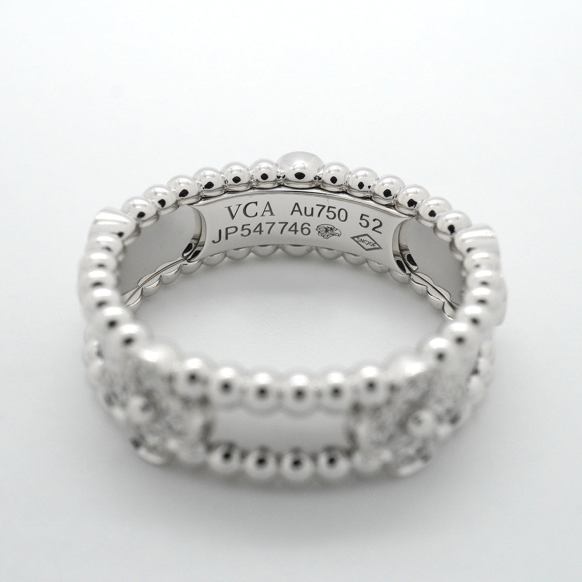 【6jkb0547】ヴァンクリーフ＆アーペル リング ペルレ スウィートクローバー K18WG ホワイトゴールド ダイヤモンド ＃52【中古】レディース