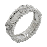 【6jkb0547】ヴァンクリーフ＆アーペル リング ペルレ スウィートクローバー K18WG ホワイトゴールド ダイヤモンド ＃52【中古】レディース