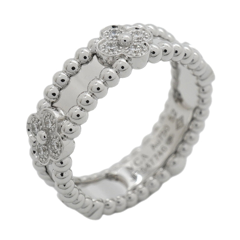 【6jkb0547】ヴァンクリーフ＆アーペル リング ペルレ スウィートクローバー K18WG ホワイトゴールド ダイヤモンド ＃52【中古】レディース