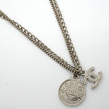 【6jkb0549】シャネル ネックレス ココマーク コインモチーフ メタル シルバー【中古】レディース