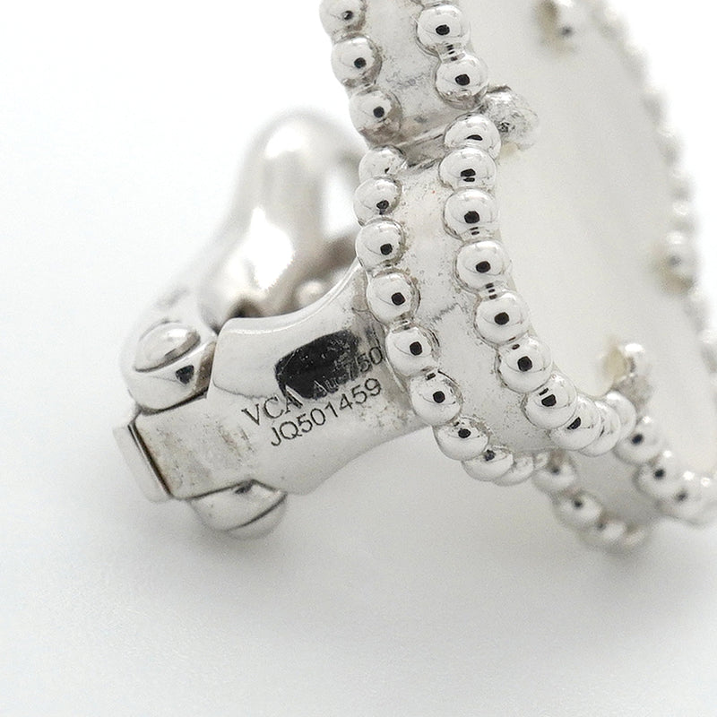 【6jkb0556】ヴァンクリーフ＆アーペル ピアス ヴィンテージ アルハンブラ K18WG ホワイトゴールド マザーオブパール【中古】レディース