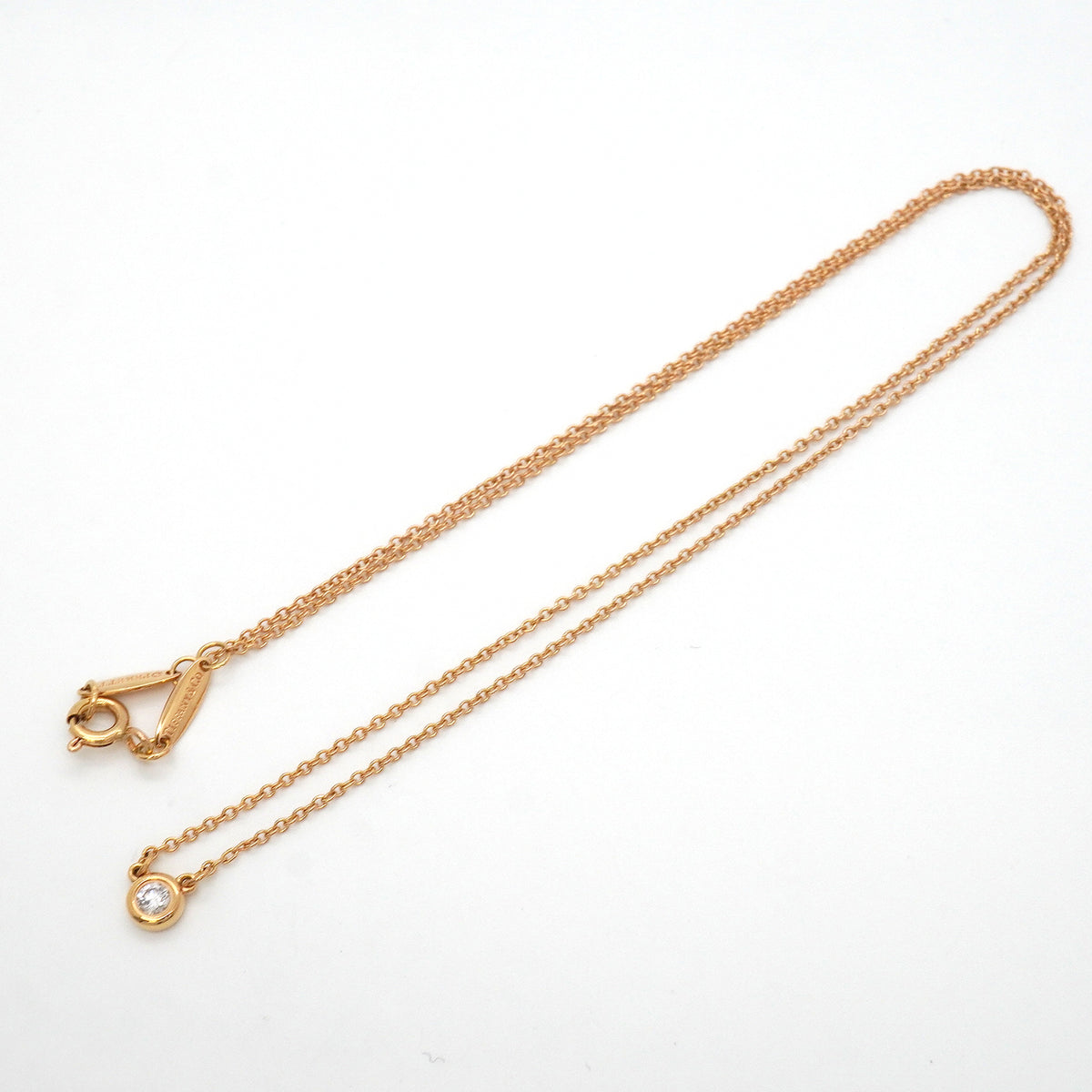 【6jkb0561】ティファニー ネックレス バイザヤード 1PD K18PG ピンクゴールド ダイヤモンド【中古】レディース
