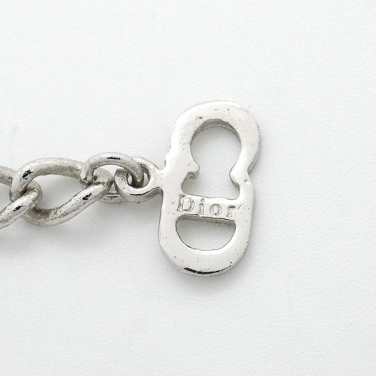 【6jkb0580】クリスチャンディオール ネックレス ディオールロゴ メタル シルバー【中古】レディース