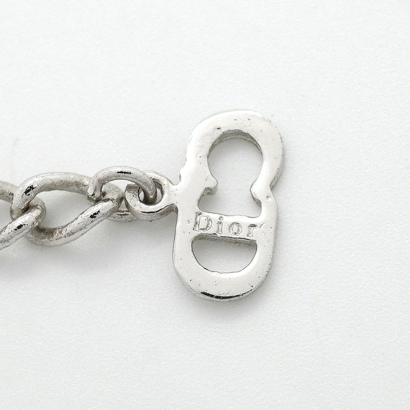 【6jkb0580】クリスチャンディオール ネックレス ディオールロゴ メタル シルバー【中古】レディース