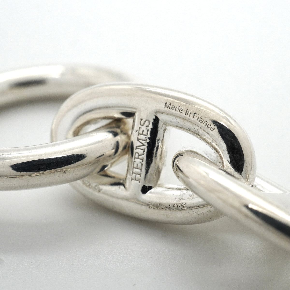 【6jkb0587】エルメス ブレスレット シェーヌダンクル MM 17コマ シルバー925【中古】メンズ