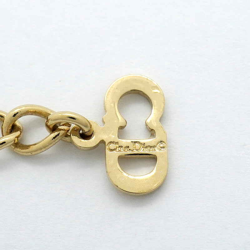 【6jkb0609】クリスチャンディオール ネックレス GPメッキ フェイクパール ラインストーン ゴールド【中古】レディース
