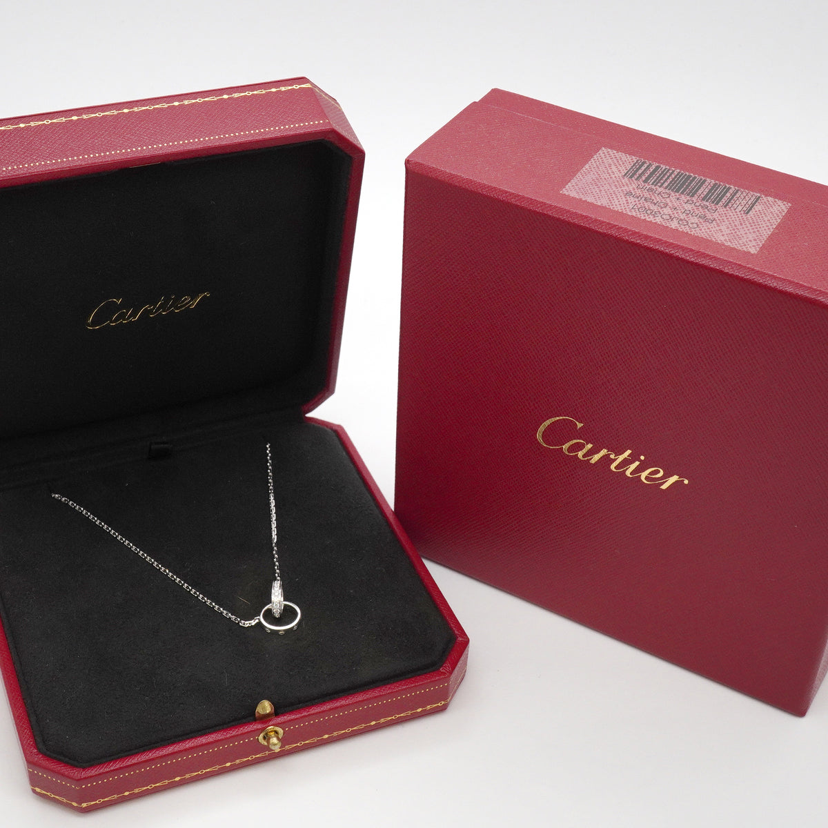 【6jkb0616】カルティエ ネックレス ベビーラブ 丸型 サークル K18WG ホワイトゴールド ダイヤモンド【中古】レディース
