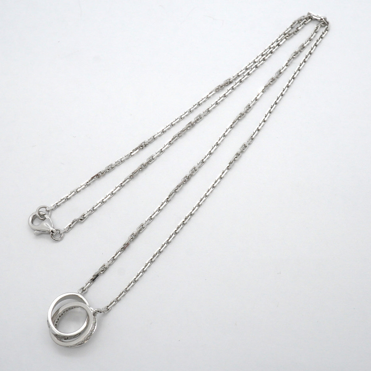 【6jkb0616】カルティエ ネックレス ベビーラブ 丸型 サークル K18WG ホワイトゴールド ダイヤモンド【中古】レディース