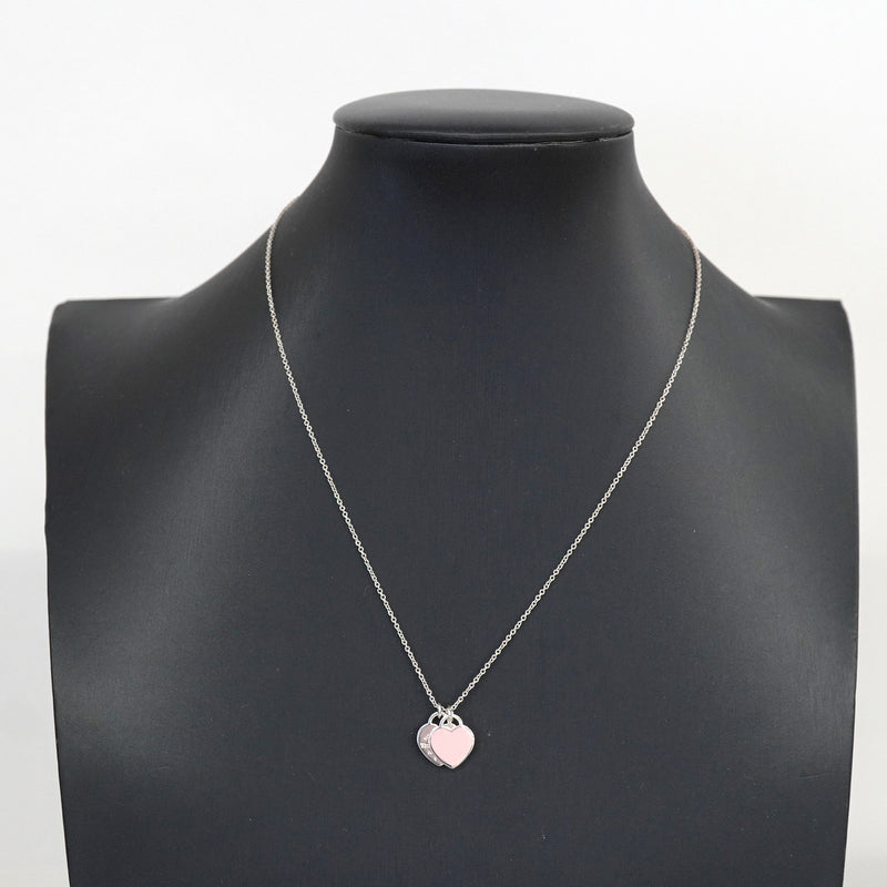【6jkb0620】ティファニー ネックレス ダブルリターントゥハート シルバー925 ピンク【中古】レディース