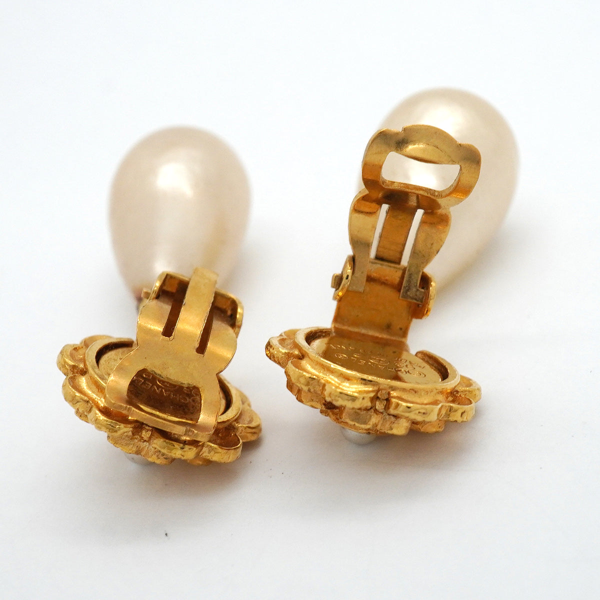 【6jkb0621】シャネル イヤリング ヴィンテージ カメリア GPメッキ フェイクパール ゴールド【中古】レディース