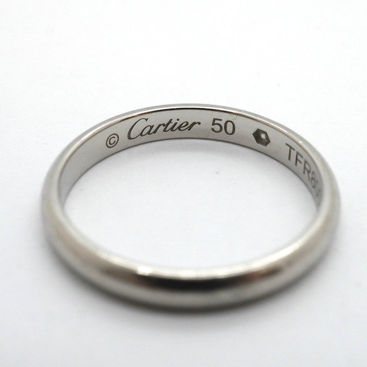 【6jkb0623】カルティエ リング クラシック 1PD Pt950 プラチナ ダイヤモンド ＃50【中古】レディース