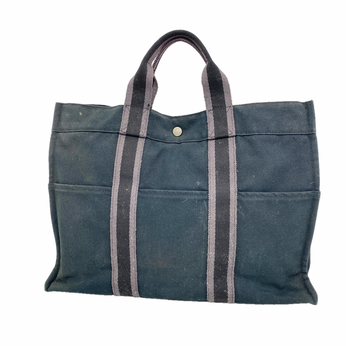 【6ka0037】エルメス トートバッグ フールトゥMM キャンバス ブラック シルバー金具【中古】メンズ レディース ユニセックス