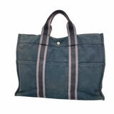 【6ka0037】エルメス トートバッグ フールトゥMM キャンバス ブラック シルバー金具【中古】メンズ レディース ユニセックス