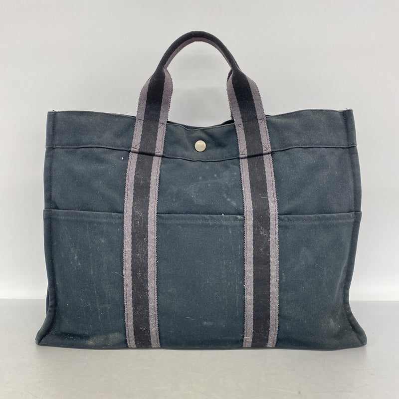 【6ka0037】エルメス トートバッグ フールトゥMM キャンバス ブラック シルバー金具【中古】メンズ レディース ユニセックス