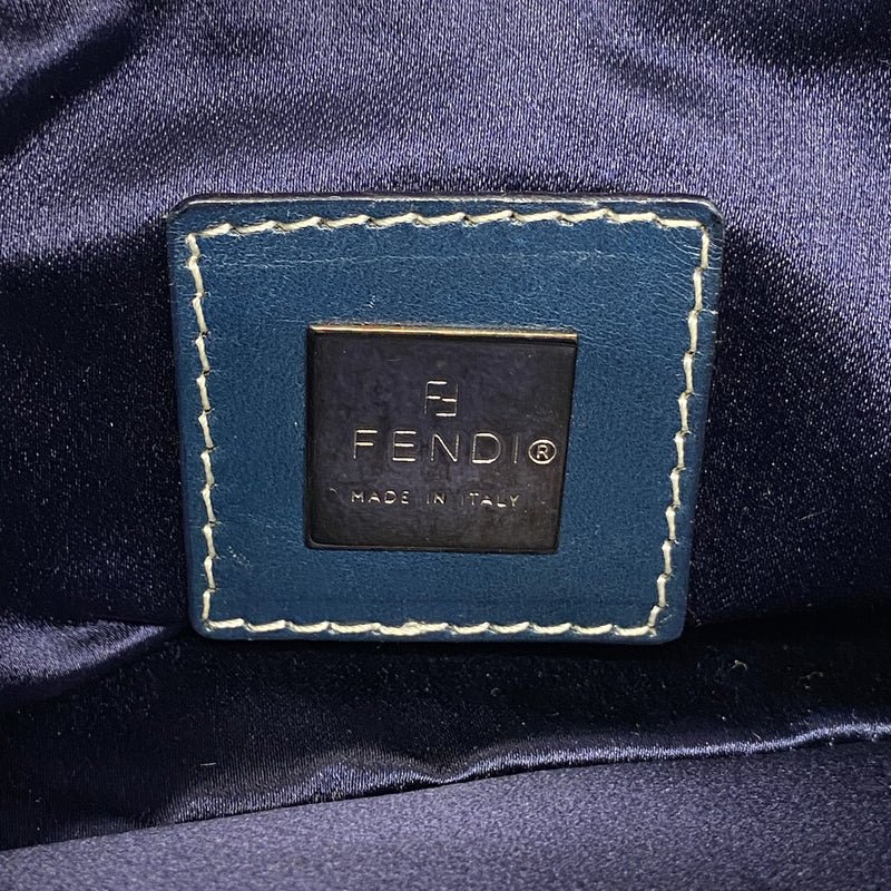 【6ka0056】フェンディ ショルダーバッグ ズッキーノ ナイロンキャンバス ネイビー シルバー金具【中古】レディース