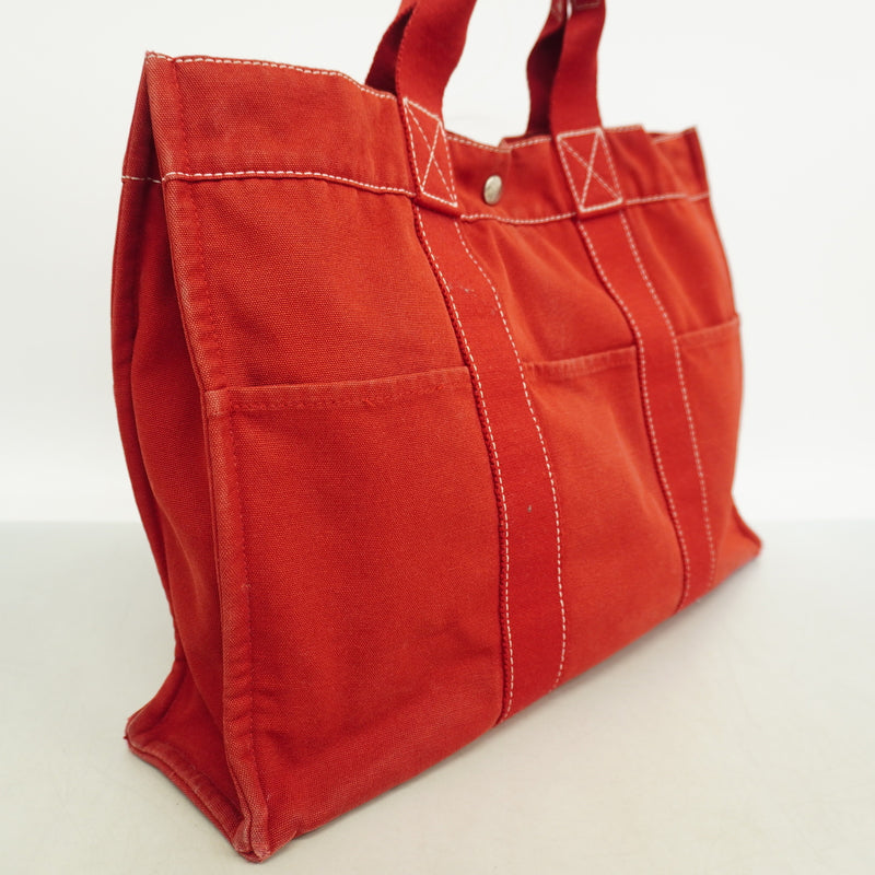 【6ka0078】エルメス トートバッグ フールトゥMM キャンバス レッド シルバー金具【中古】レディース