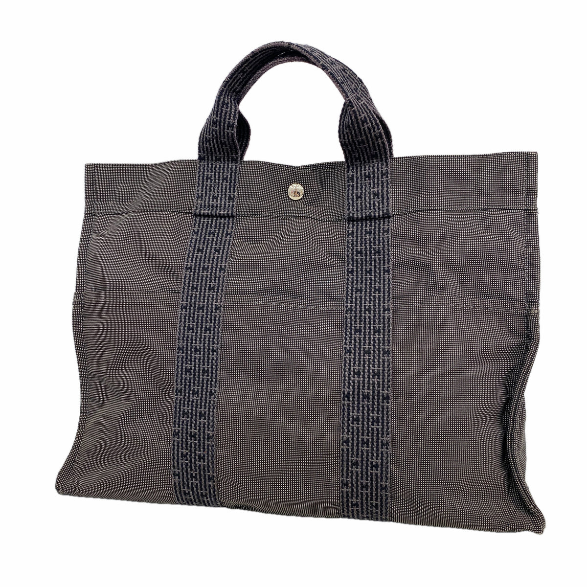 【6ka0097】エルメス トートバッグ エールラインMM ナイロン グレー シルバー金具【中古】メンズ レディース ユニセックス