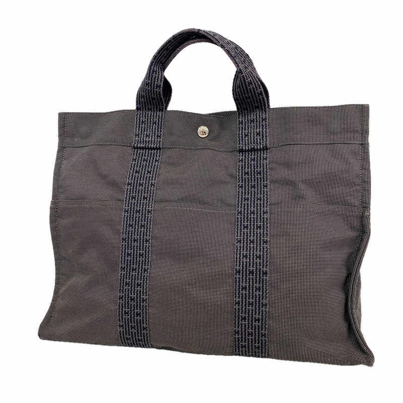 【6ka0097】エルメス トートバッグ エールラインMM ナイロン グレー シルバー金具【中古】メンズ レディース ユニセックス