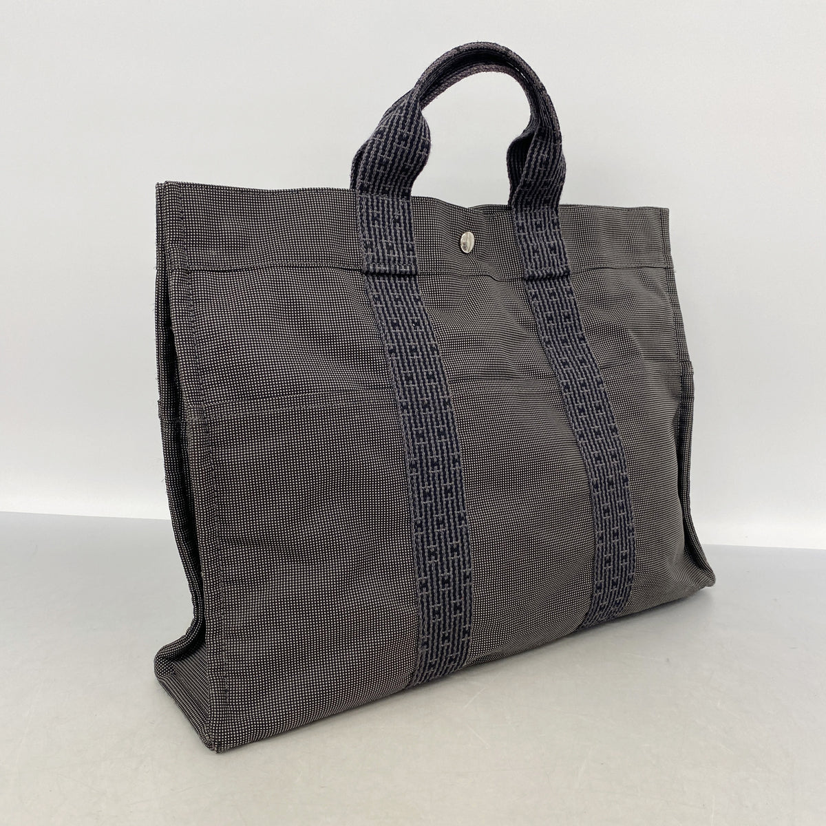 【6ka0097】エルメス トートバッグ エールラインMM ナイロン グレー シルバー金具【中古】メンズ レディース ユニセックス