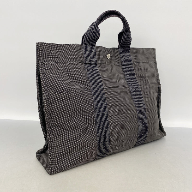 【6ka0097】エルメス トートバッグ エールラインMM ナイロン グレー シルバー金具【中古】メンズ レディース ユニセックス