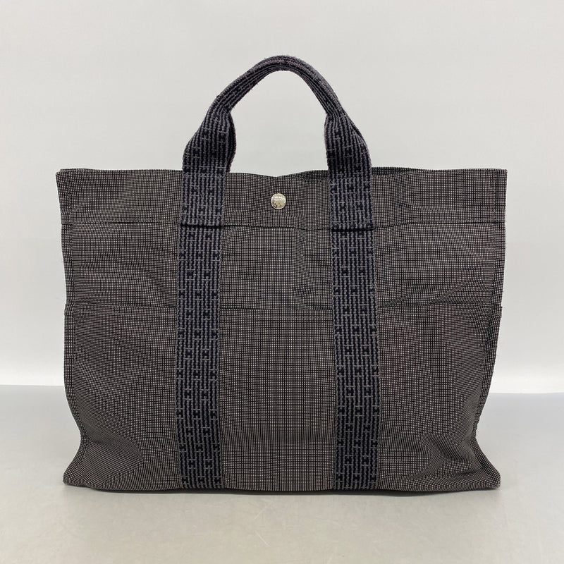 【6ka0097】エルメス トートバッグ エールラインMM ナイロン グレー シルバー金具【中古】メンズ レディース ユニセックス