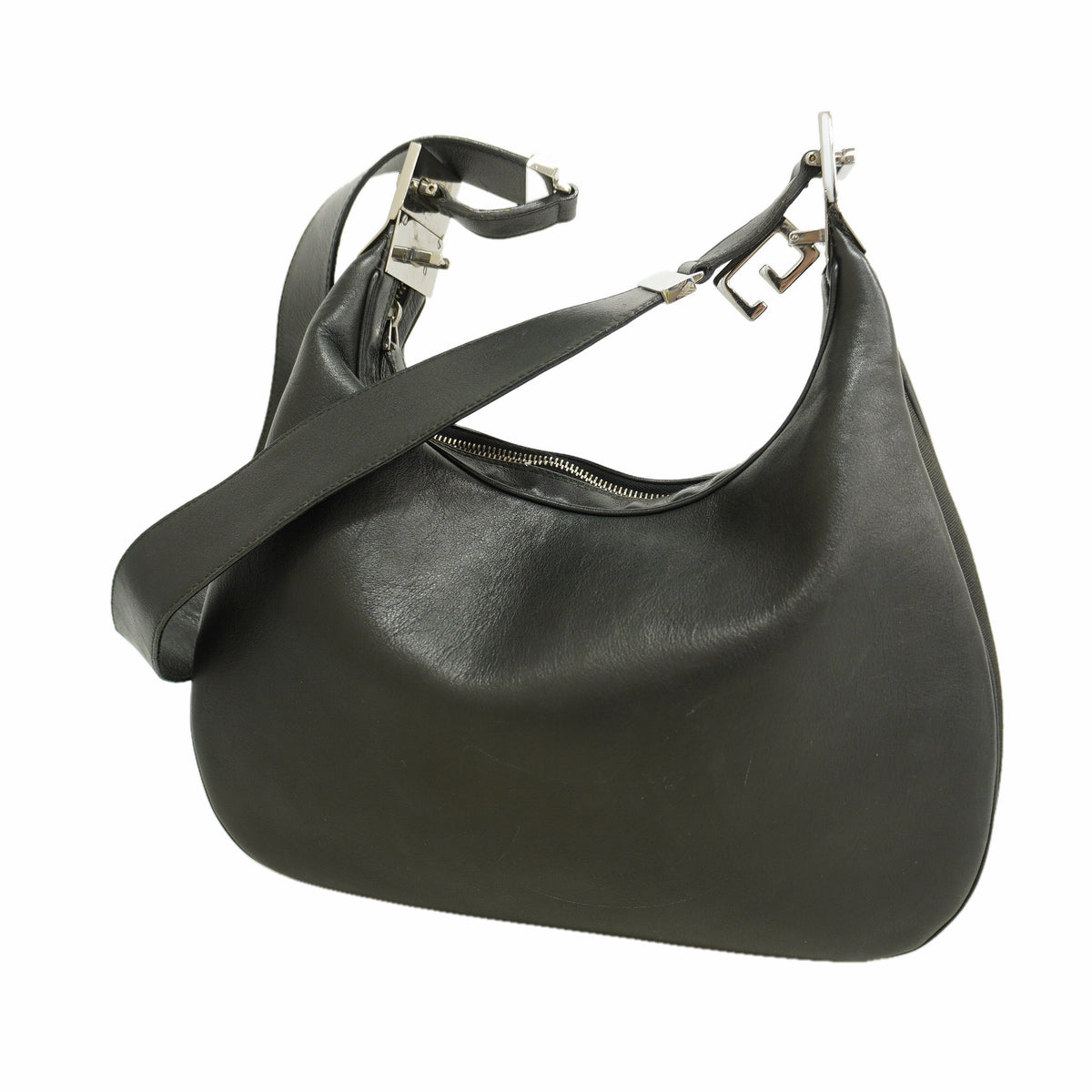 【6ka0117】グッチ ショルダーバッグ 001 3315 レザー ブラック シルバー金具【中古】レディース