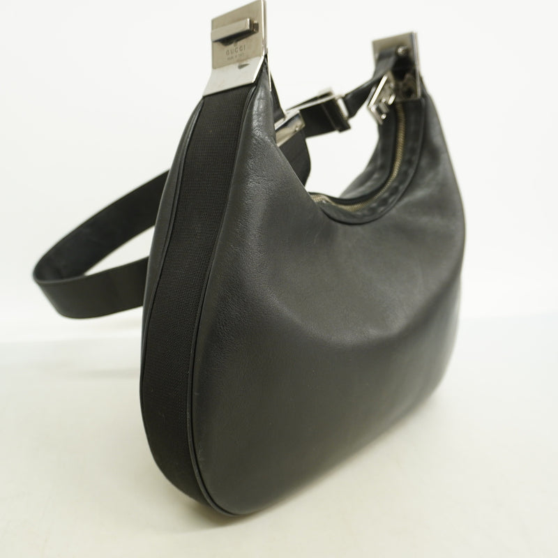 【6ka0117】グッチ ショルダーバッグ 001 3315 レザー ブラック シルバー金具【中古】レディース