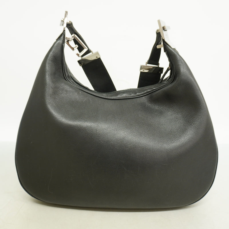 【6ka0117】グッチ ショルダーバッグ 001 3315 レザー ブラック シルバー金具【中古】レディース