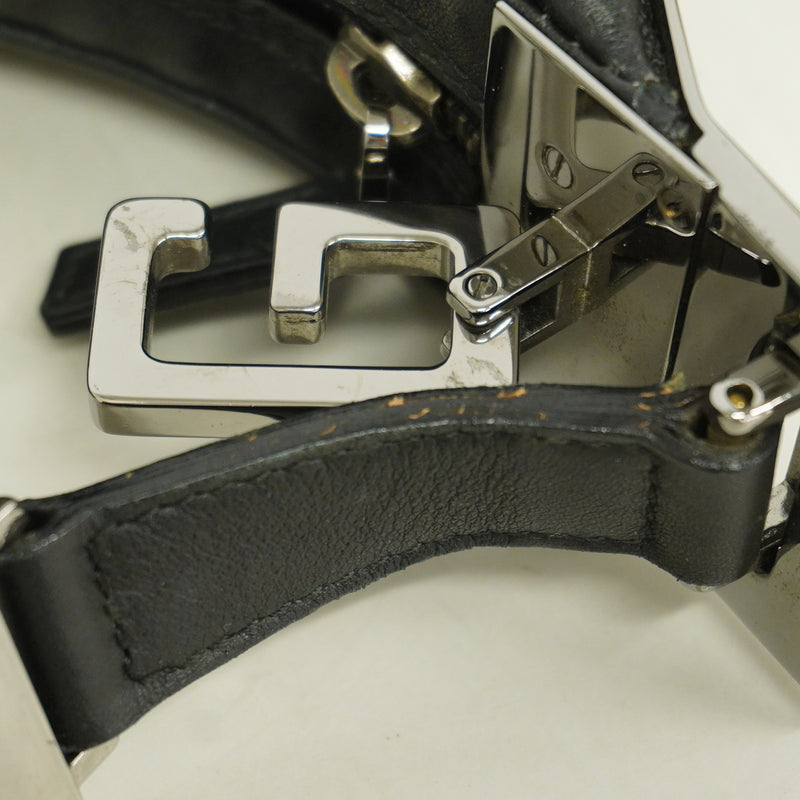 【6ka0117】グッチ ショルダーバッグ 001 3315 レザー ブラック シルバー金具【中古】レディース
