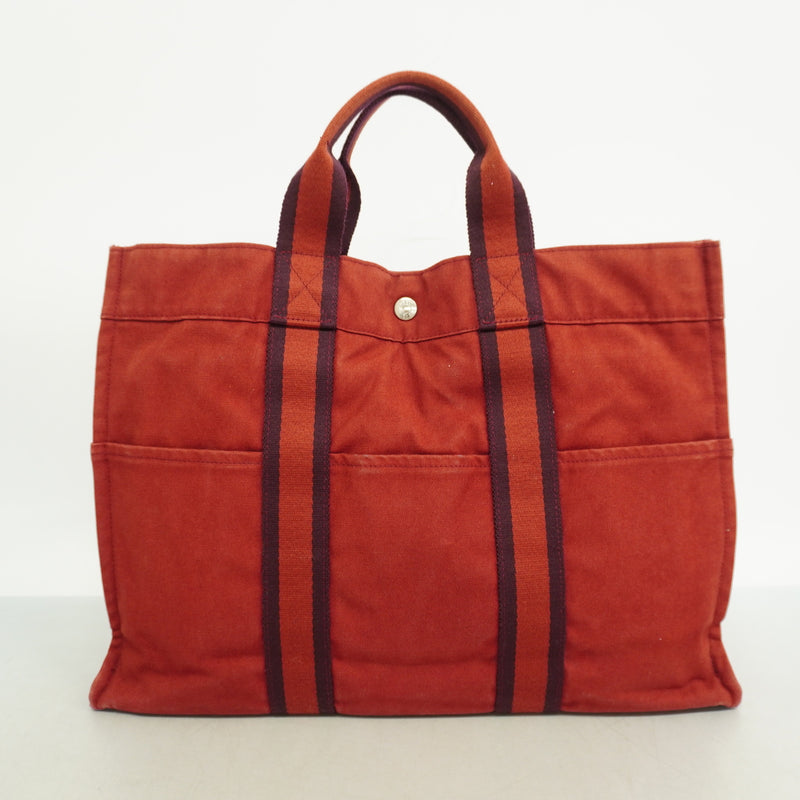 【6ka0144】エルメス トートバッグ フールトゥMM キャンバス レッド シルバー金具【中古】メンズ レディース ユニセックス