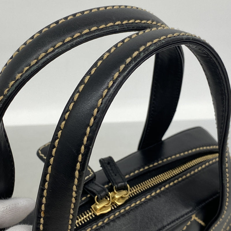 【6ka0165】シャネル ハンドバッグ ワイルドステッチ ラムスキン ブラック ゴールド金具【中古】レディース