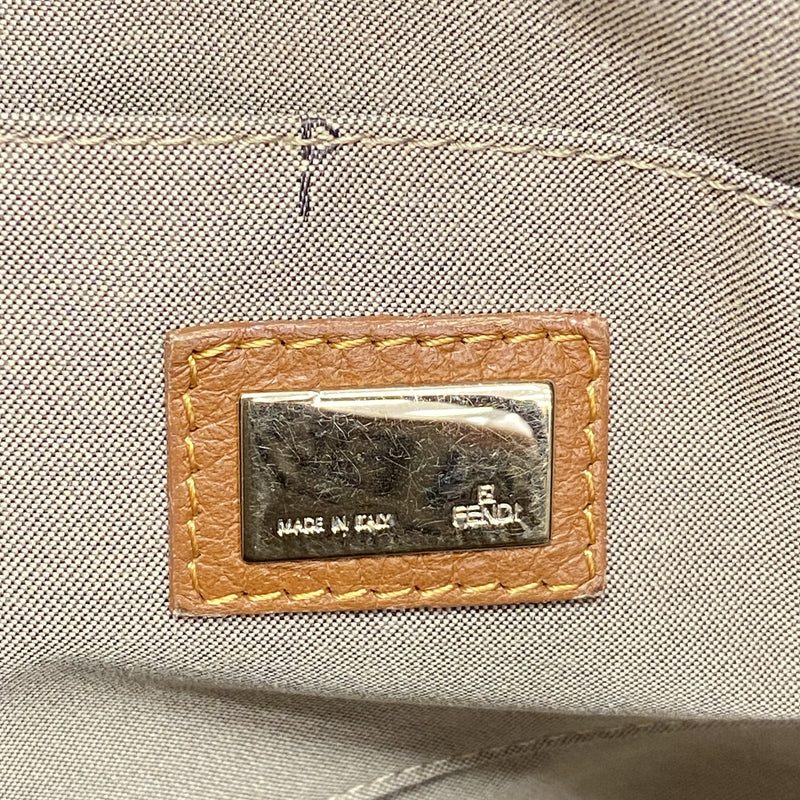 【6ka0175】フェンディ トートバッグ ズッキーノ ナイロンキャンバス ブラウン ゴールド金具【中古】レディース