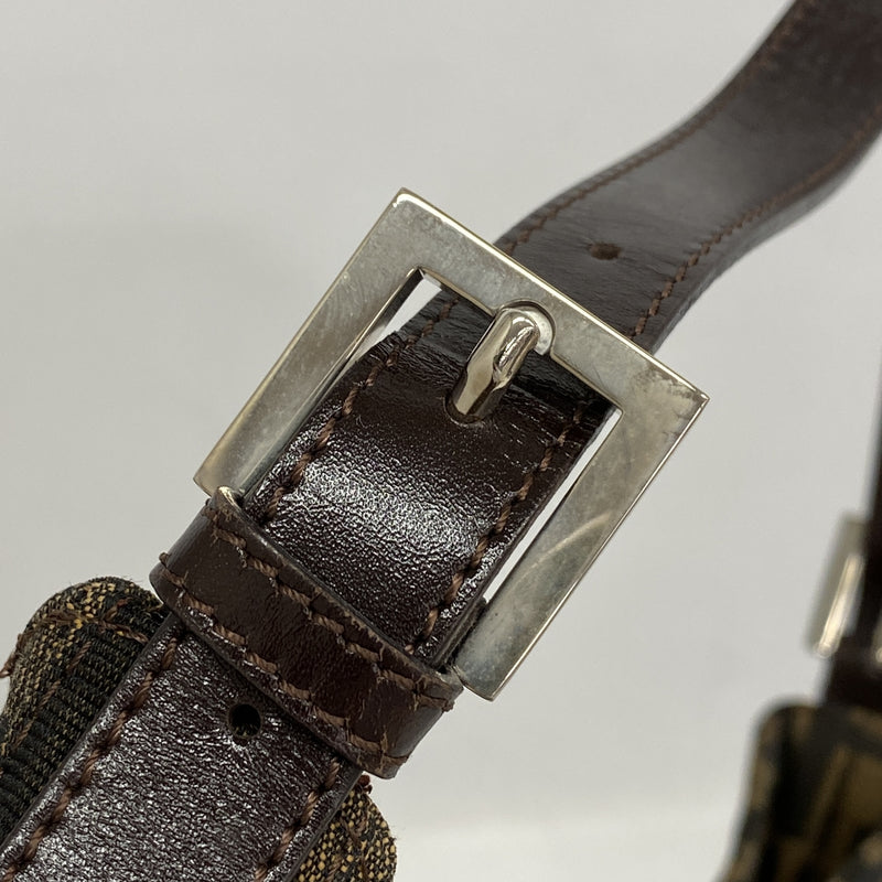 【6ka0176】フェンディ ショルダーバッグ ズッカ ナイロンキャンバス ブラウン シルバー金具【中古】レディース