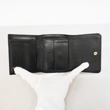 【6ka0186】シャネル 三つ折り財布 カメリア ラムスキン ブラック ゴールド金具【中古】レディース