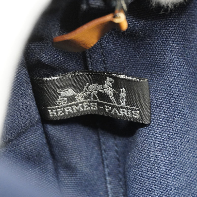 【6ka0219】エルメス トートバッグ フールトゥPM キャンバス ネイビー ブラウン シルバー金具【中古】メンズ レディース ユニセックス