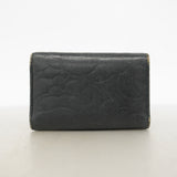 【6ka0226】シャネル キーケース カメリア ラムスキン ブラック シルバー金具【中古】レディース
