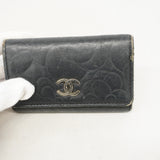 【6ka0226】シャネル キーケース カメリア ラムスキン ブラック シルバー金具【中古】レディース